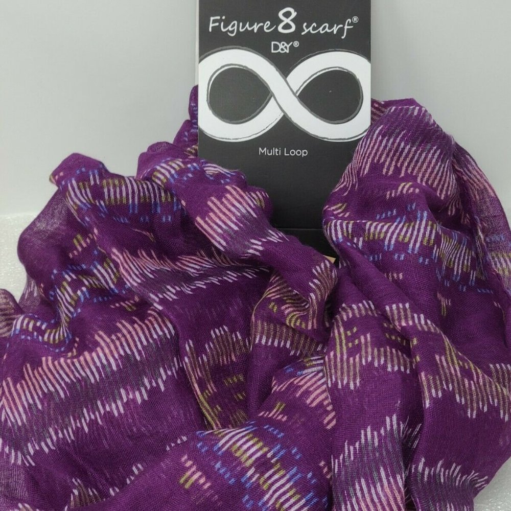 D & Y Figure 8 Multi Loop Infinity Scarf Purple
